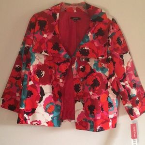 NWT Rafaella Floral Stretch Twill Button Up Blazer